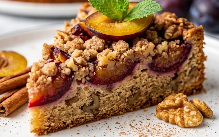 Walnuss-Zwetschgenkuchen mit Zimt-Streuseln