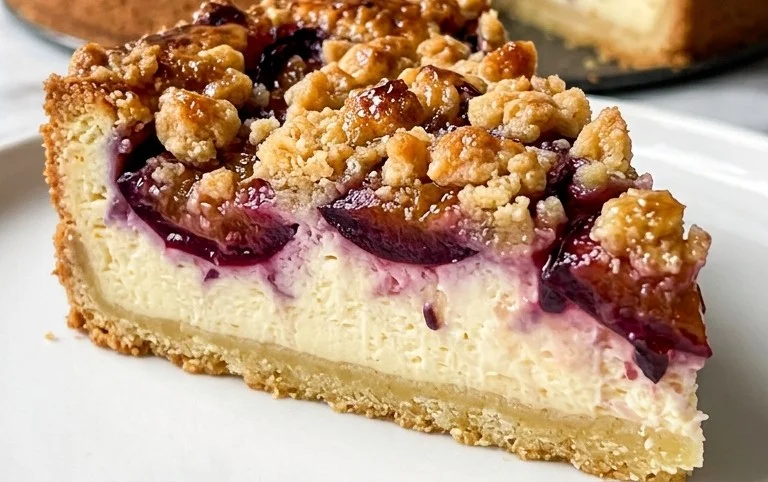 Zwetschgen-Käsekuchen - mit Mürbeteigboden & Streusel