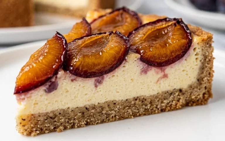 Zwetschgen-Topfenkuchen mit Nuss-Mürbteig