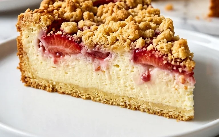 Joghurtkuchen mit Erdbeeren und Streusel