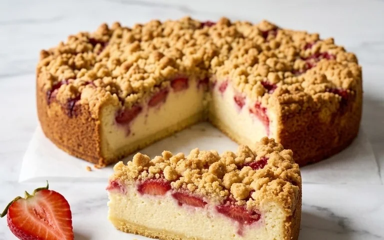 Joghurtkuchen mit Erdbeeren & Streusel: Sommerlich lecker