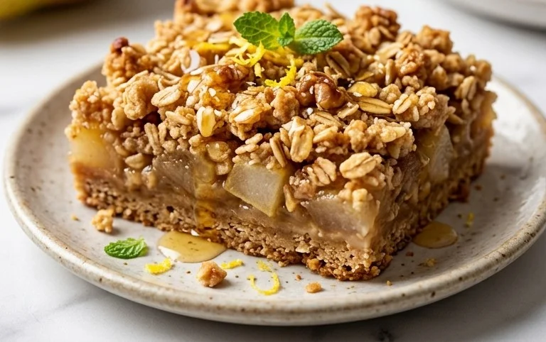 Healthy Pear Crumb Bars